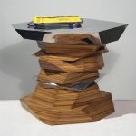 Rajiv Saini, Stack-Slice-Shift, 2008, ebrana wood veneer and stainless steel, 61 x 63,9 x 52,1 cm. Courtesy Otto Zoo