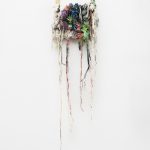 Jacin Giordano, Long Painting 5, 2013, yarn and acrylic on canvas, 132 x 31,7 cm. Courtesy Otto Zoo. Ph. Luca Vianello