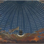 1.Karl Friedrich Schinkel, 1816, Design for The Magic Flute: The Hall of Stars in the Palace of the Queen of the Night, Act 1, Scene 6. 2 copia